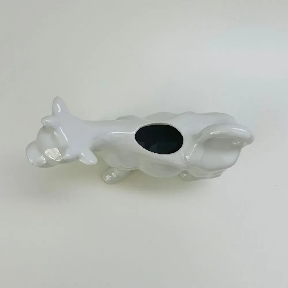 White Ceramic Cow Shaped Milk Cream Serving Pitcher Creamer